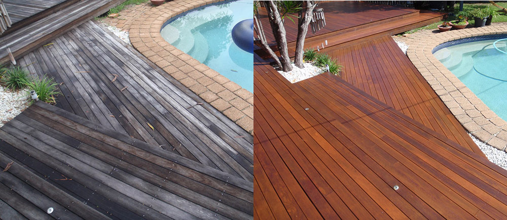 Poolside Timber Deck Restoration Before &Amp; After Poolside timber deck restoration before & after